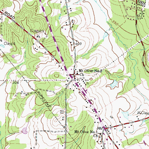 Topographic Map of Mount Olive Number 2 Church, TX
