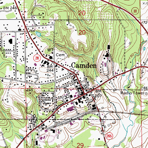 Topographic Map of Camden Methodist Church, AL