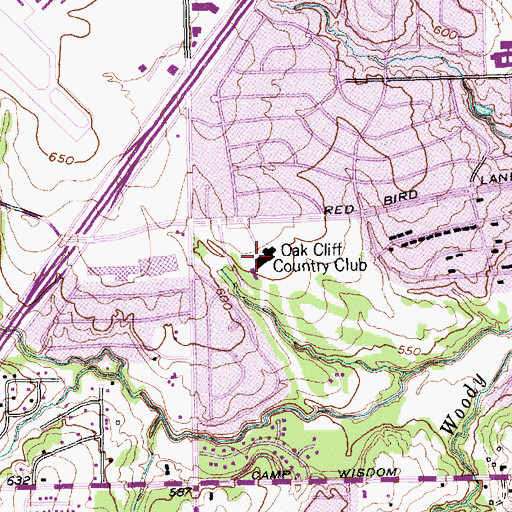 Topographic Map of Oak Cliff Country Club, TX