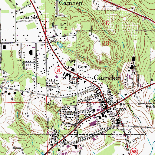 Topographic Map of Camden Presbyterian Church, AL