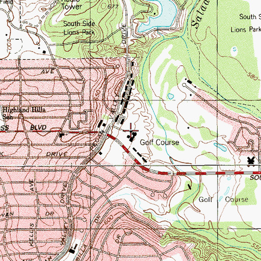 Topographic Map of Pecan Valley Country Club, TX