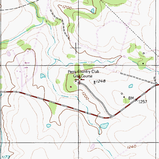 Topographic Map of Perry Country Club Golf Course, TX