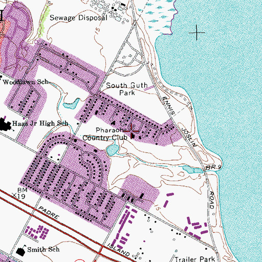 Topographic Map of Pharaohs Country Club, TX