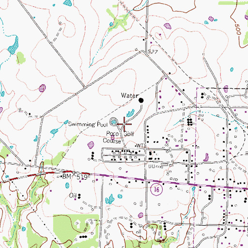 Topographic Map of Poco Golf Course, TX