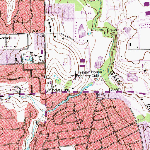 Topographic Map of Preston Hollow Country Club, TX