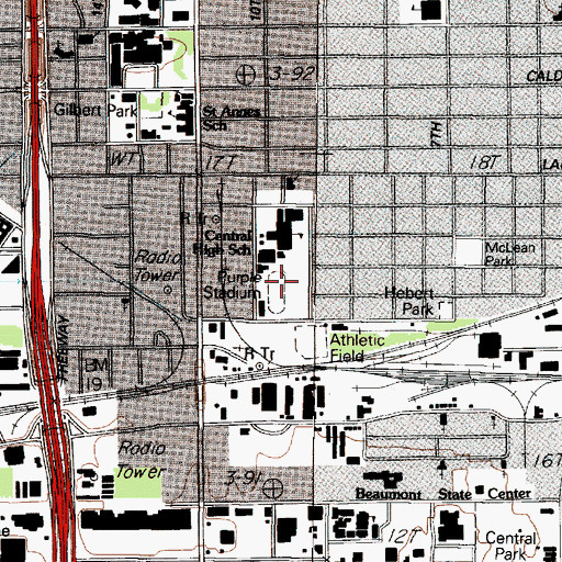 Topographic Map of Purple Stadium, TX