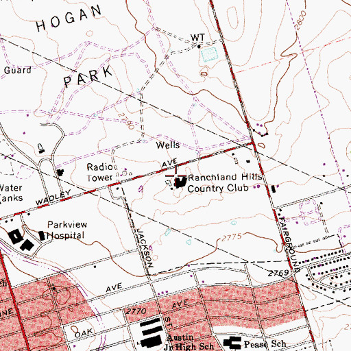 Topographic Map of Ranchland Hills Country Club, TX