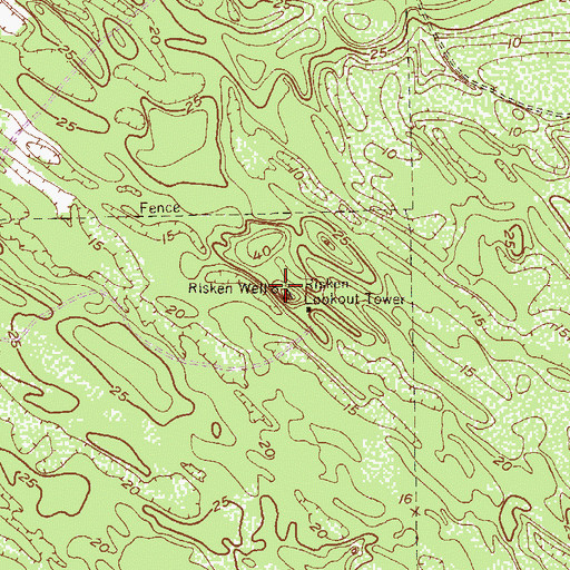 Topographic Map of Risken Lookout Tower, TX