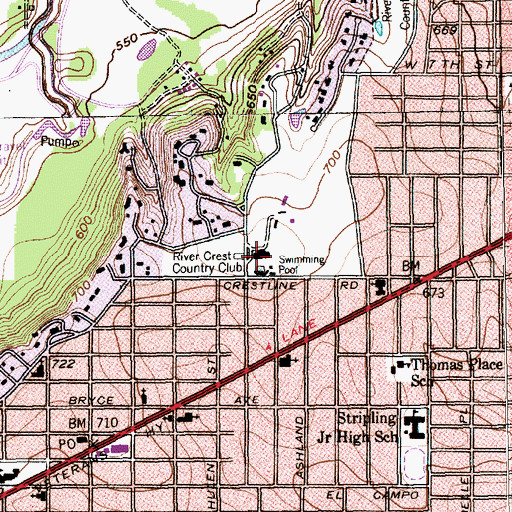 Topographic Map of River Crest Country Club, TX