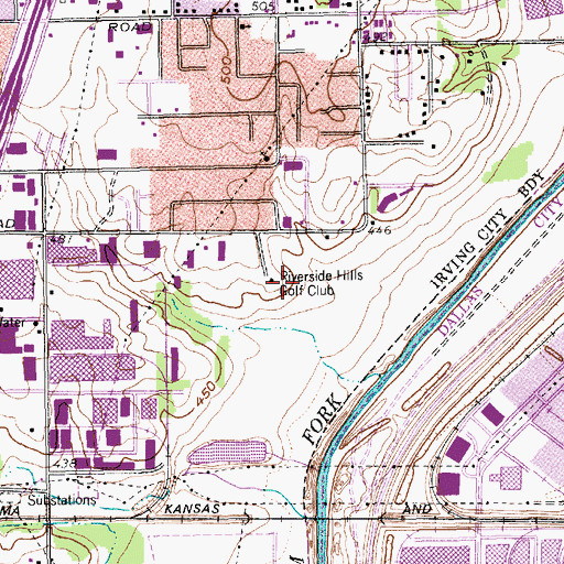 Topographic Map of Riverside Hills Golf Club, TX