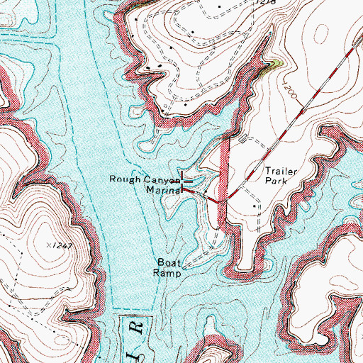 Topographic Map of Rough Canyon Marina, TX