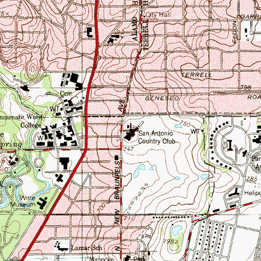 Topographic Map of San Antonio Country Club, TX