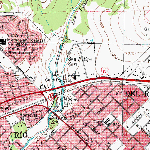Topographic Map of San Felipe Country Club, TX