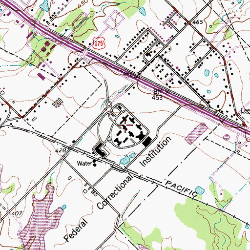 Topographic Map of Federal Correctional Institution Seagoville, TX