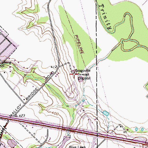 Topographic Map of Seagoville Sewage Disposal, TX