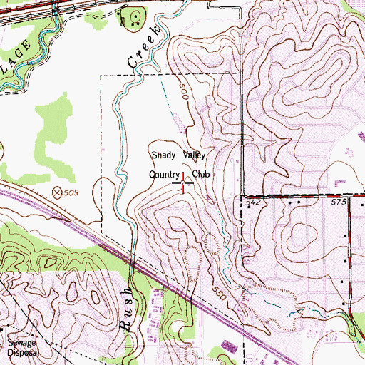 Topographic Map of Shady Valley Country Club, TX