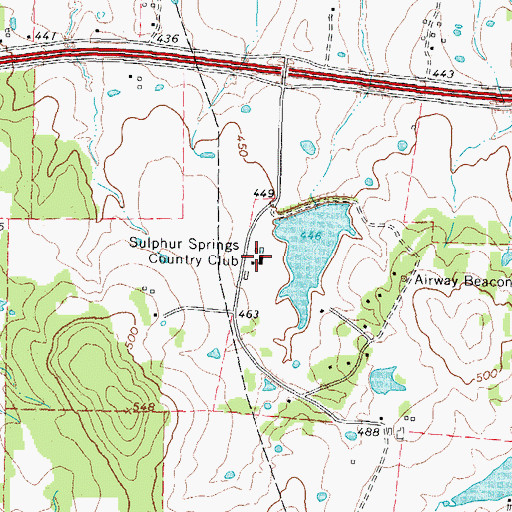 Topographic Map of Sulphur Springs Country Club, TX