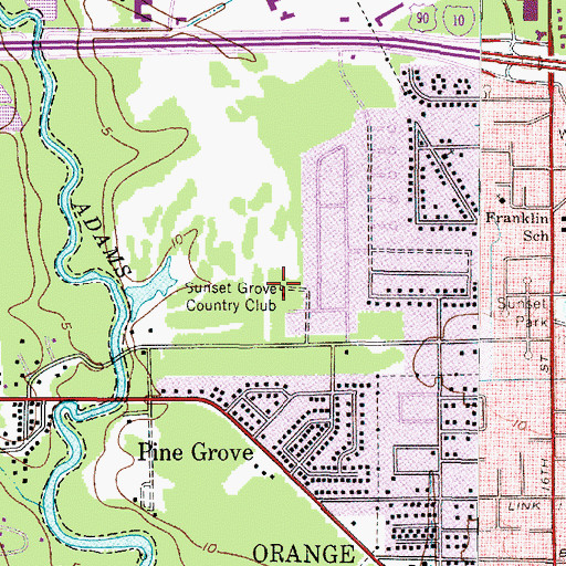 Topographic Map of Sunset Grove Country Club, TX