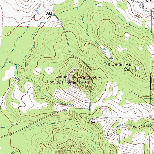 Topographic Map of Union Hill Lookout Tower, TX