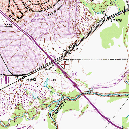Topographic Map of Westridge Country Club, TX