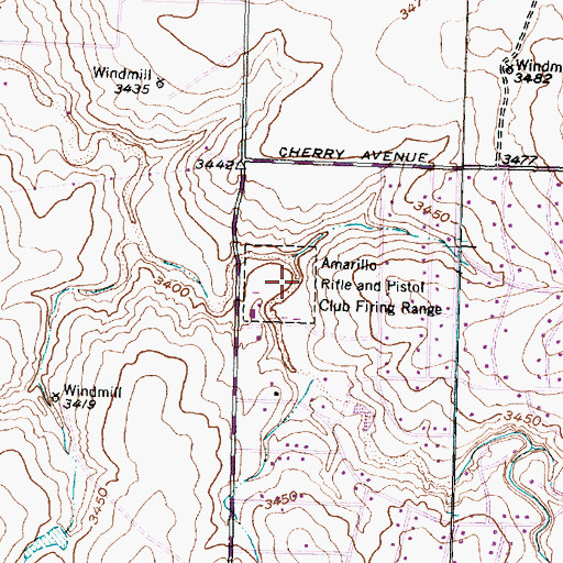 Topographic Map of Amarillo Rifle and Pistol Club Firing Range, TX
