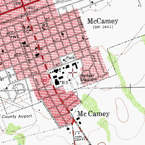 Topographic Map of Badger Stadium, TX