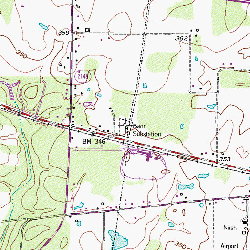 Topographic Map of Bann Substation, TX