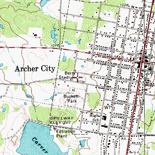 Topographic Map of Berry Stadium, TX