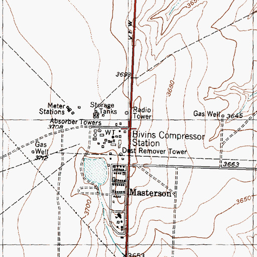 Topographic Map of Bivins Compressor Station, TX