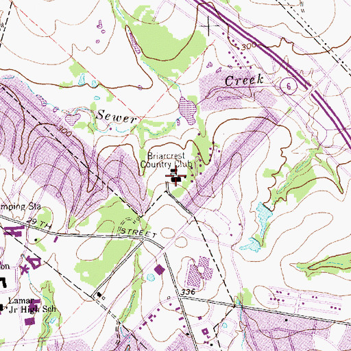 Topographic Map of Briarcrest Country Club, TX