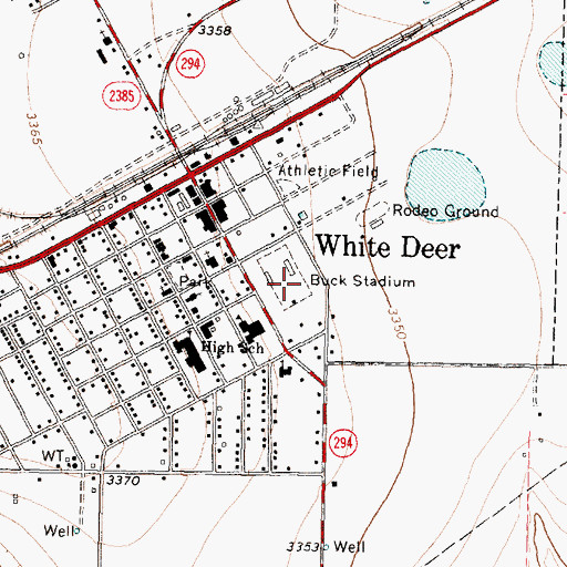 Topographic Map of Buck Stadium, TX