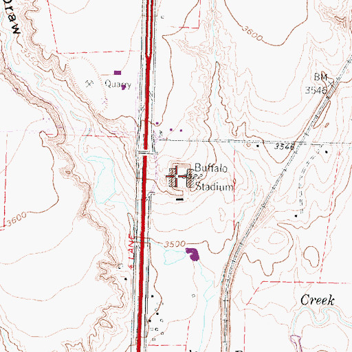 Topographic Map of Buffalo Stadium, TX
