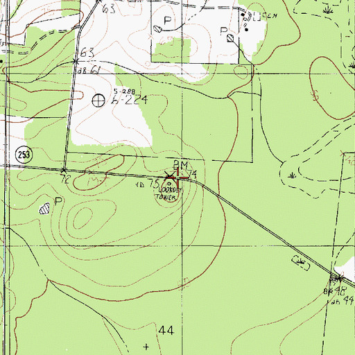 Topographic Map of Buna Lookout Tower, TX