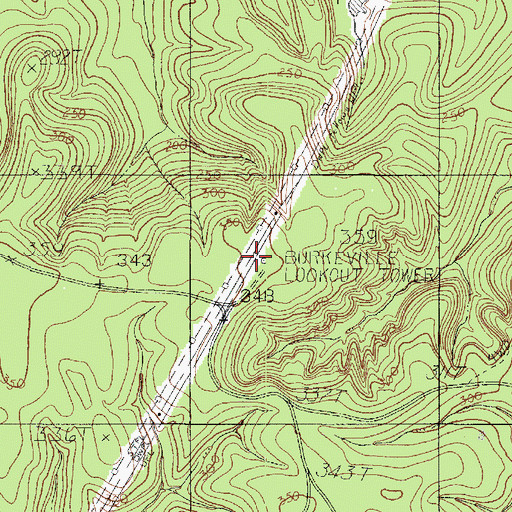Topographic Map of Burkeville Lookout Tower, TX