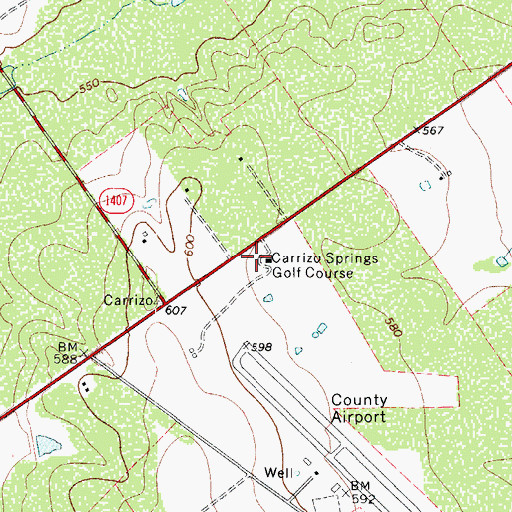 Topographic Map of Carrizo Springs Golf Course, TX
