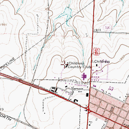 Topographic Map of Childress Country Club, TX