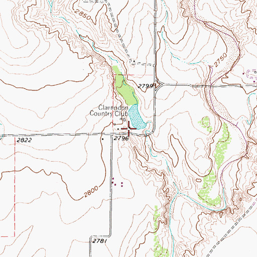 Topographic Map of Clarendon Country Club, TX