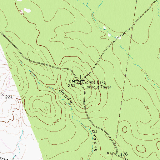 Topographic Map of Cypress Lake Lookout Tower, TX