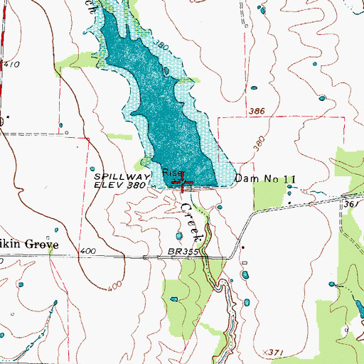 Topographic Map of Dam Number 11, TX