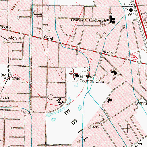 Topographic Map of El Paso Country Club, TX