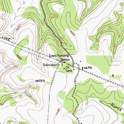 Topographic Map of Evant Pumping Station, TX