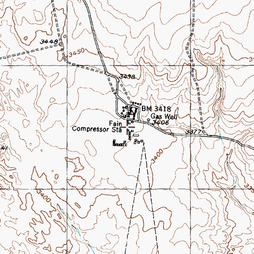 Topographic Map of Fain Compressor Station, TX