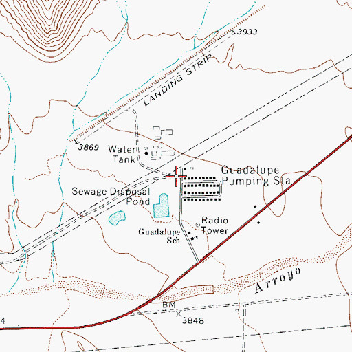 Topographic Map of Guadalupe Pumping Station, TX