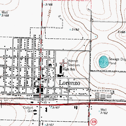 Topographic Map of Hornet Stadium, TX