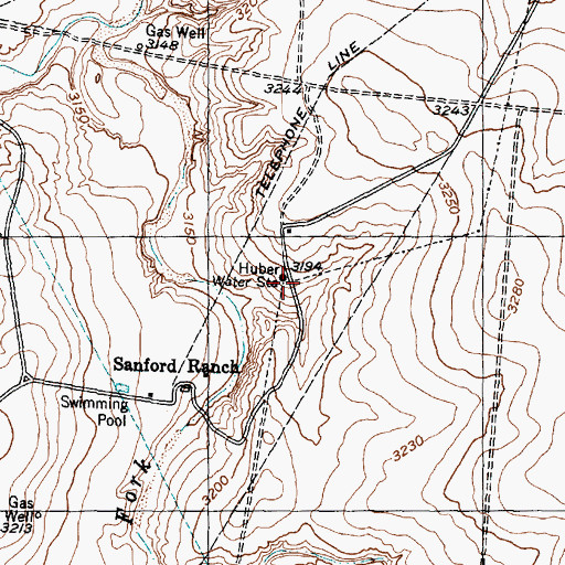 Topographic Map of Huber Water Station, TX