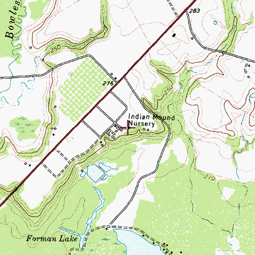 Topographic Map of Indian Mound Nursery, TX