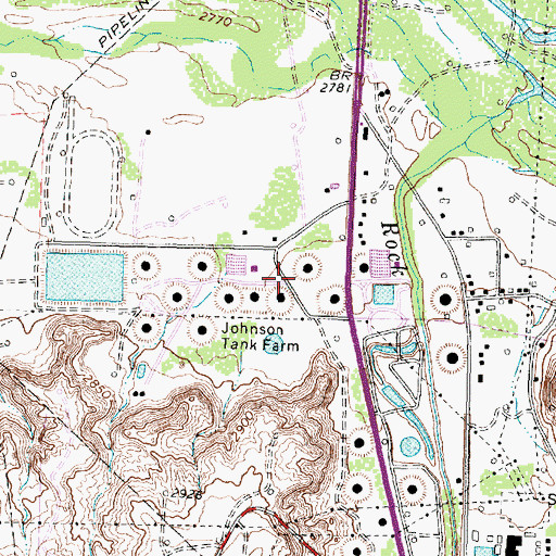 Topographic Map of Johnson Tank Farm, TX