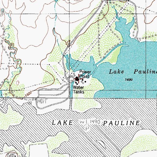 Topographic Map of Lake Pauline Powerplant, TX