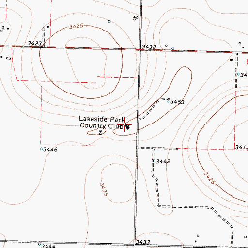Topographic Map of Lakeside Park Country Club, TX