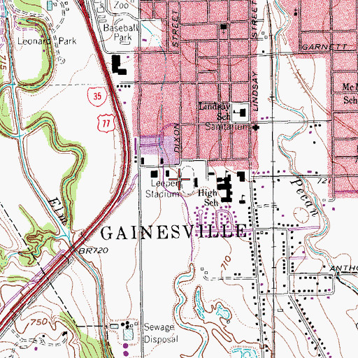 Topographic Map of Leeper Stadium, TX